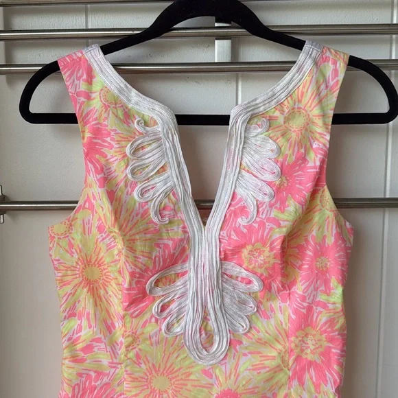Lilly Pulitzer Janice Dress White Yellow Pink Sunkissed Glow Floral Shift 0 - Picture 3 of 9